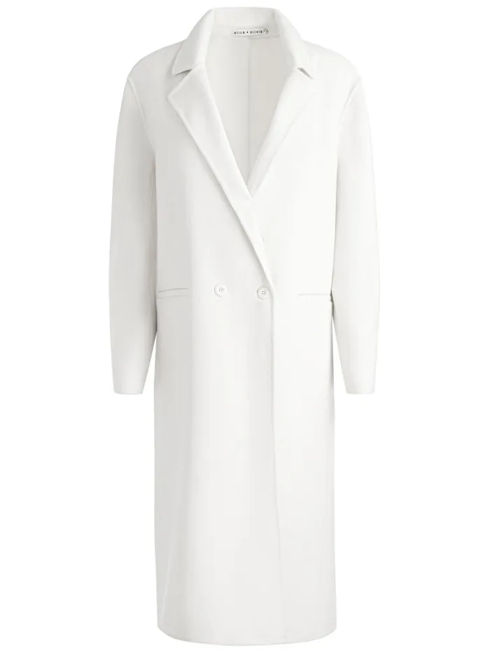 Jackets Coats Women Alice Olivia JIMMY OVERSIZED COAT WITH LONG LAPEL Off White