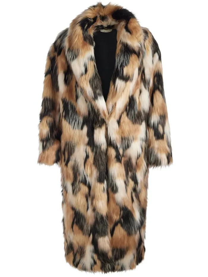 Jackets Coats Women Alice Olivia YETTA DROP SHOULDER FAUX FUR MAXI COAT Blackmulti