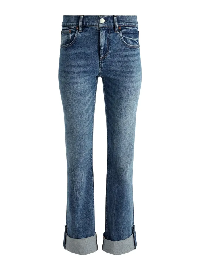 Jeans Women Alice Olivia ABILENE LOW RISE CUFFED JEAN WITH SNAPS Brooklyn Blue