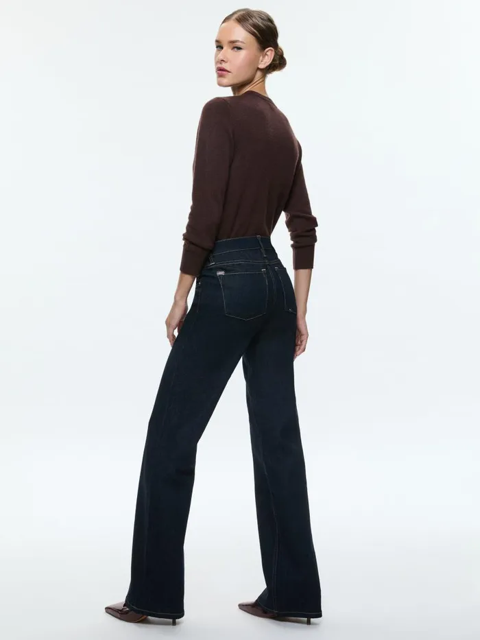 Jeans Women Alice Olivia BODIE LOW RISE BOOTCUT JEAN Dark Rinse