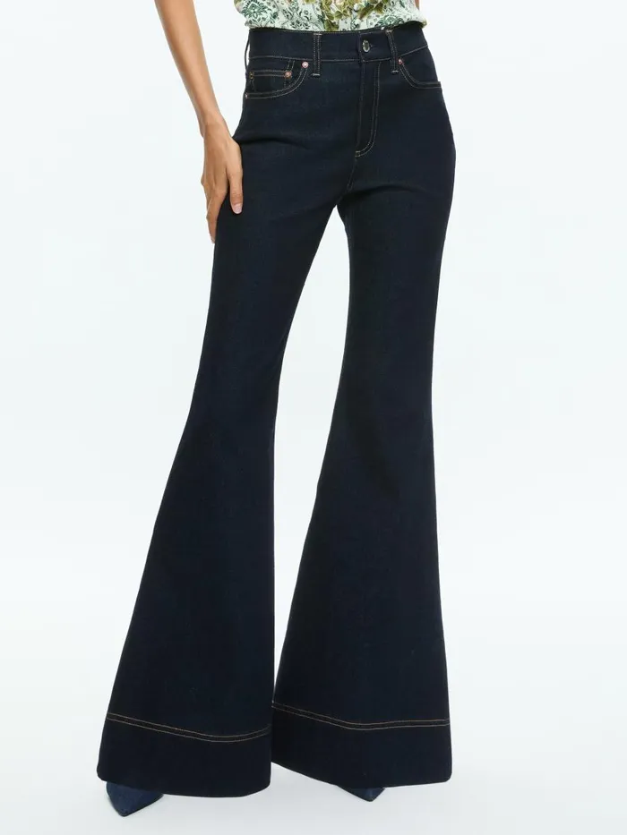Jeans Women Alice Olivia SB HIGH RISE BELL JEAN Dark Rinse