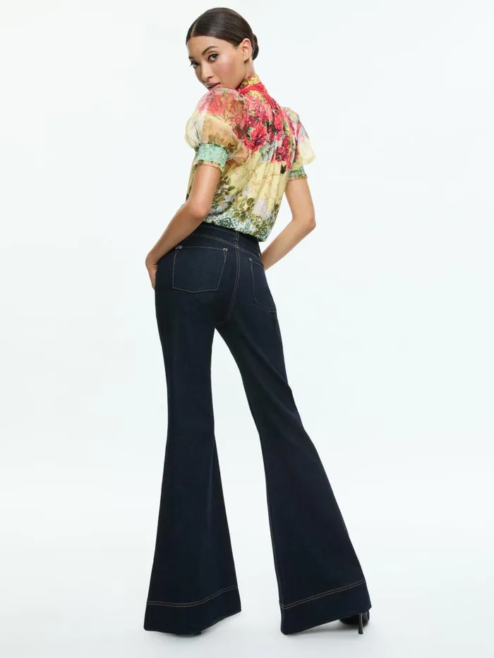 Jeans Women Alice Olivia SB HIGH RISE BELL JEAN Dark Rinse