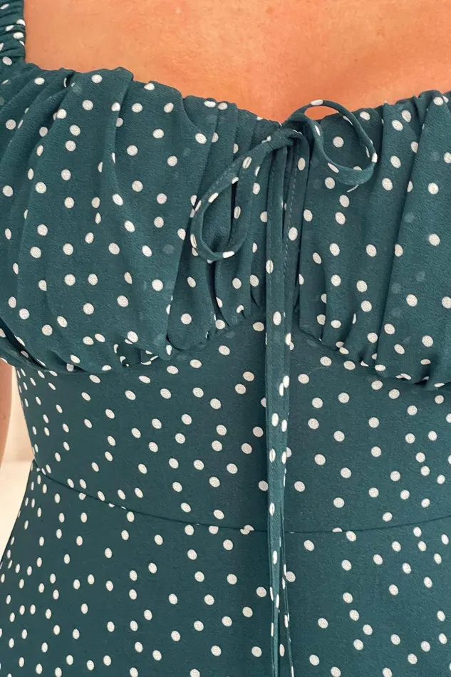 Jemima Square Neck Midi Dress Green Polka Women Girl In Mind Midi Dresses