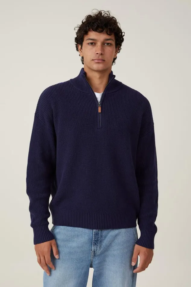 Jordan Quarter Zip Navy Men Cotton On Sweaters