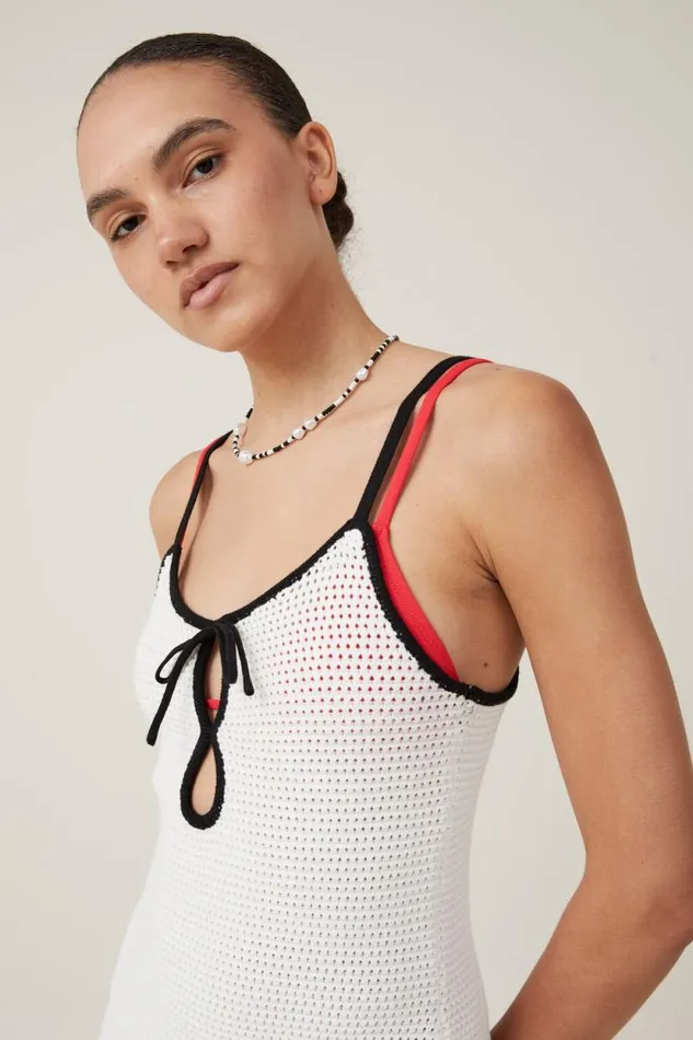 Keyhole Crochet Mini Dress Ecru Women Cotton On Dresses