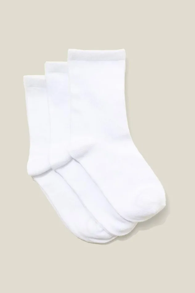 Kids 3Pk Crew Socks White GirlsBoys Cotton On Socks and Tights