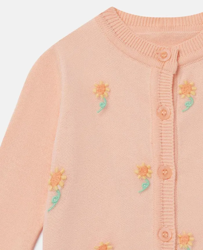 Kids Baby Girls Stella McCartney Sunflower Cardigan Pink