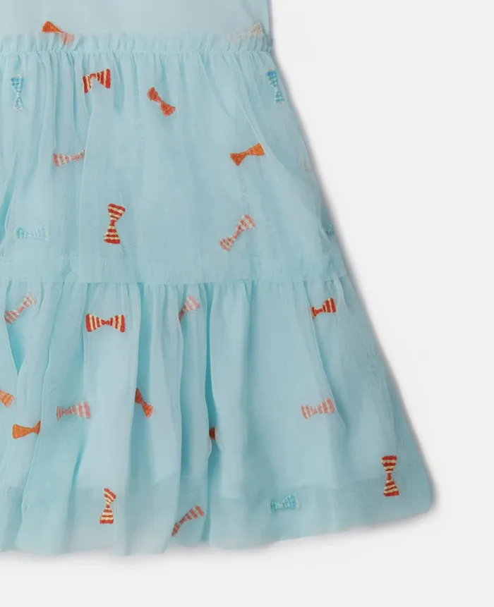 Kids Dresses and Jumpsuits Stella McCartney Striped Bow Print Occasion Dress Aqua Blue