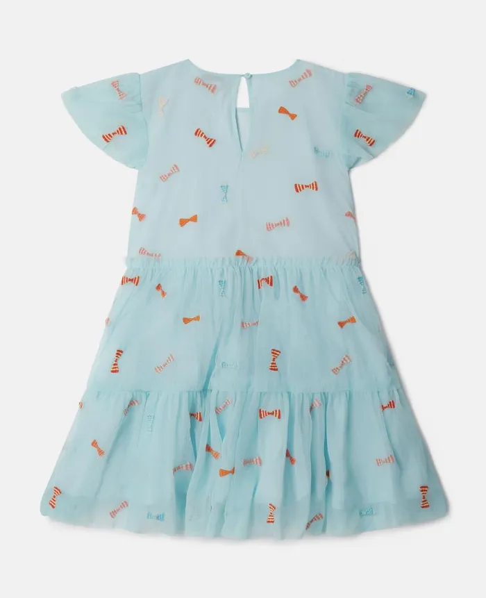 Kids Dresses and Jumpsuits Stella McCartney Striped Bow Print Occasion Dress Aqua Blue