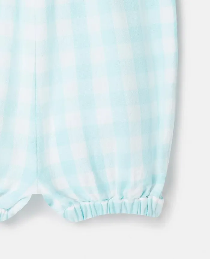 Kids Newborn 0 8211 24 Months Stella McCartney Sunshine Embroidery Gingham Romper Blue