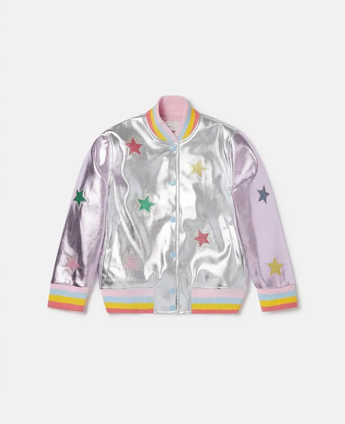 Kids Outerwear Stella McCartney Metallic Star Appliqu Bomber Jacket Multicolour Kids Outerwear Stella McCartney Metallic Star Appliqu Bomber Jacket Multicolour