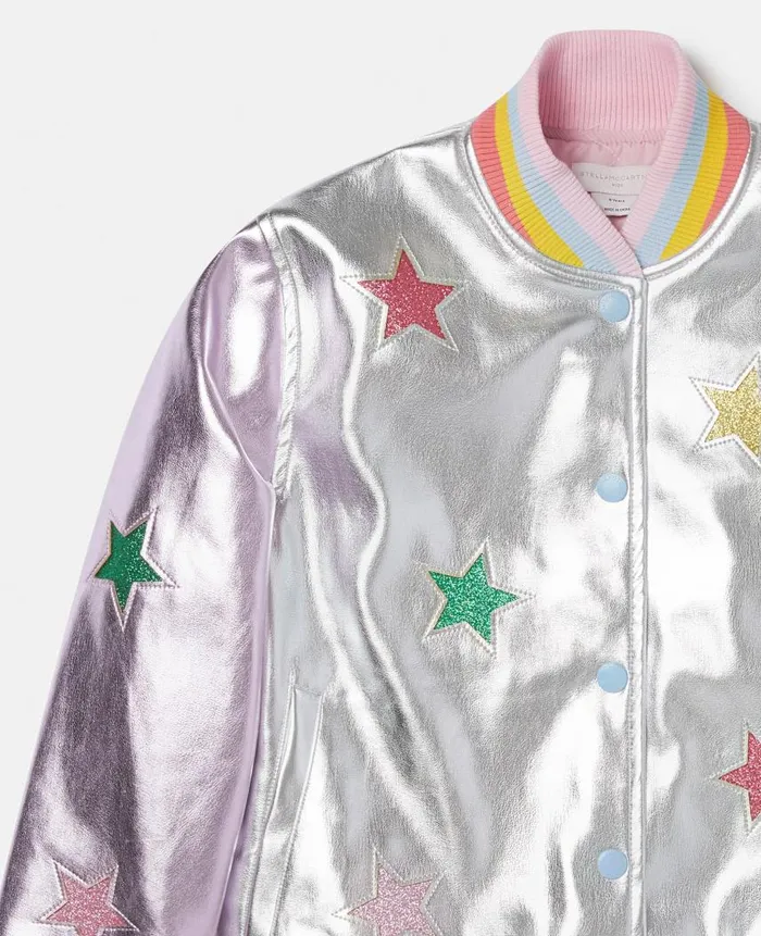 Kids Outerwear Stella McCartney Metallic Star Appliqu Bomber Jacket Multicolour
