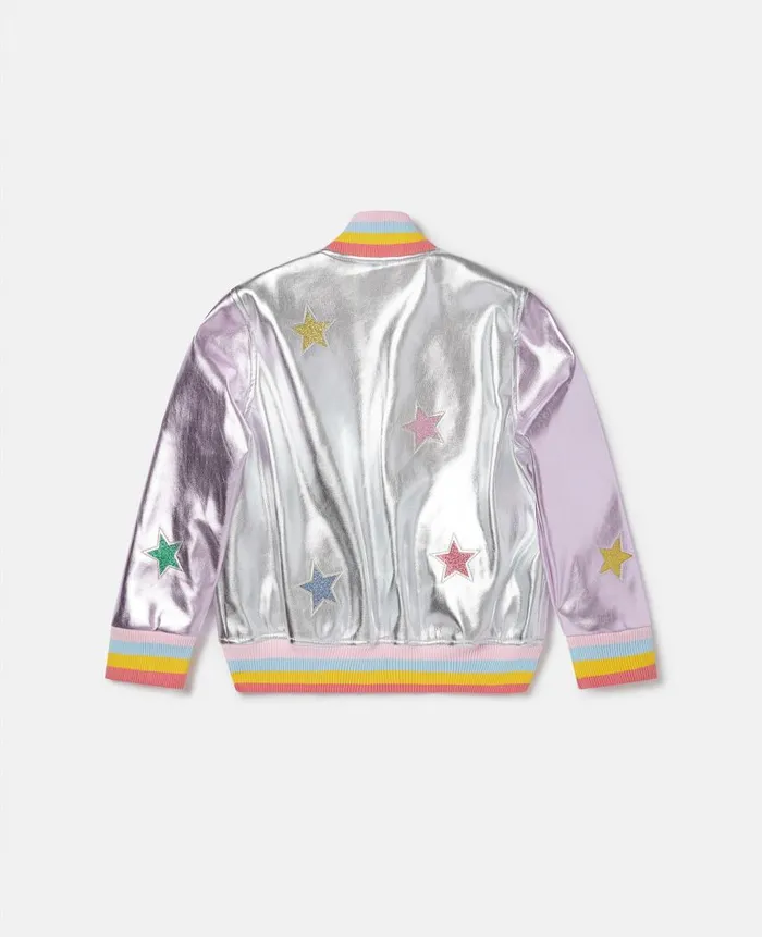 Kids Outerwear Stella McCartney Metallic Star Appliqu Bomber Jacket Multicolour