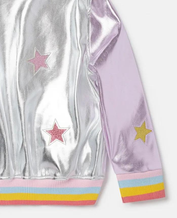 Kids Outerwear Stella McCartney Metallic Star Appliqu Bomber Jacket Multicolour