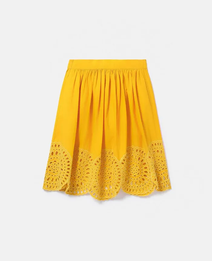 Kids Pants and Shorts Stella McCartney Broderie Anglaise Skater Skirt Yellow