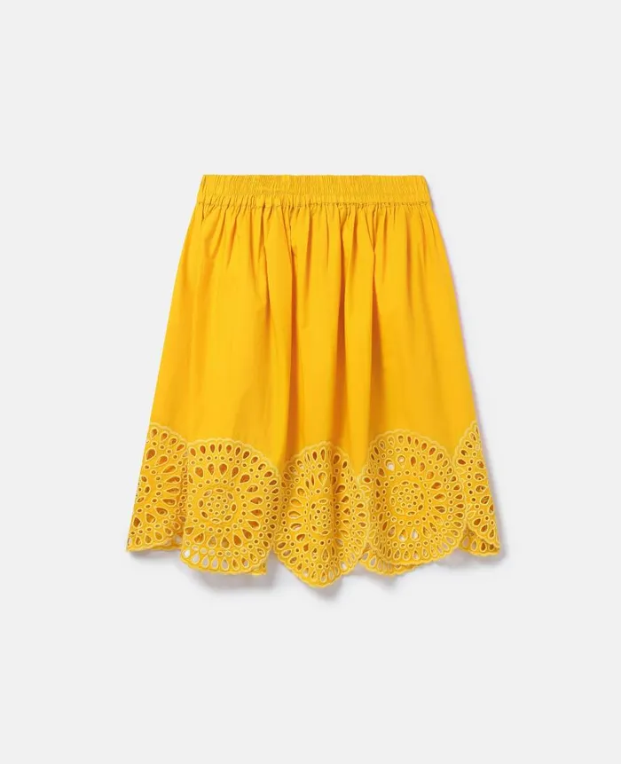 Kids Pants and Shorts Stella McCartney Broderie Anglaise Skater Skirt Yellow