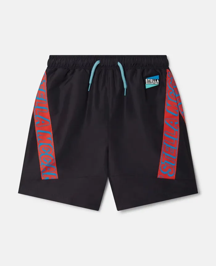 Kids Pants and Shorts Stella McCartney SMC Neon Trim Swimming Trunks Black