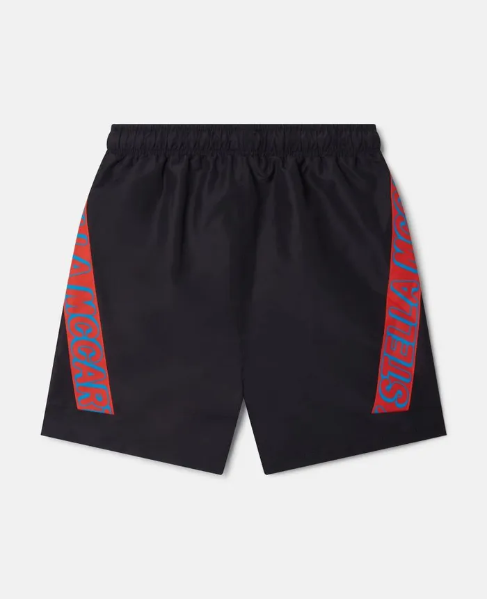 Kids Pants and Shorts Stella McCartney SMC Neon Trim Swimming Trunks Black