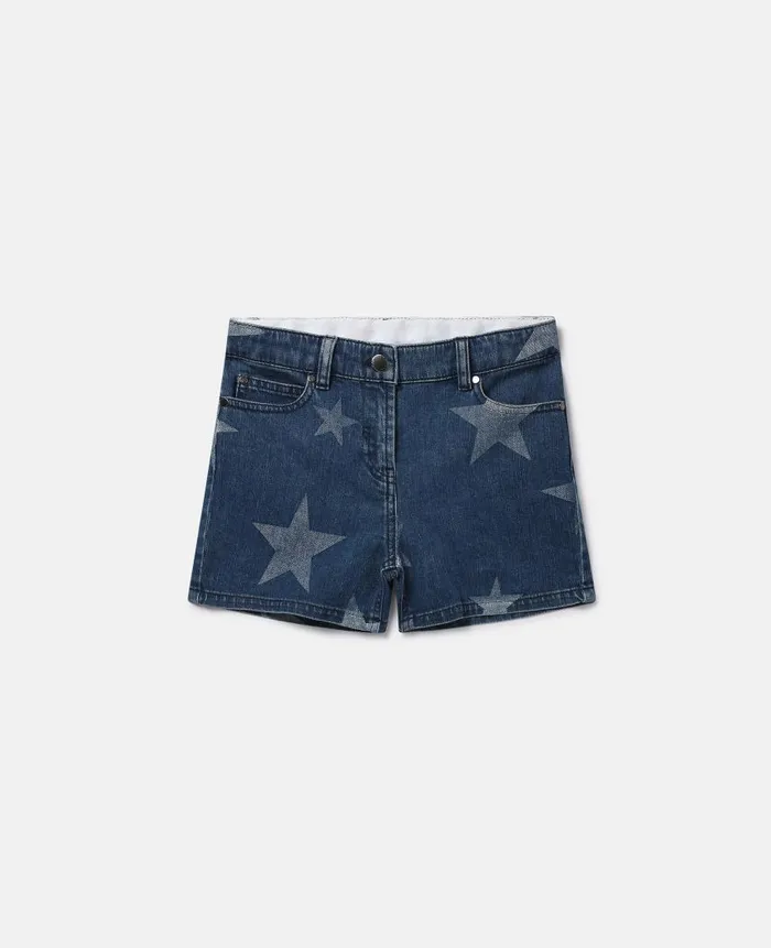 Kids Pants and Shorts Stella McCartney Star Print Denim Shorts Blue