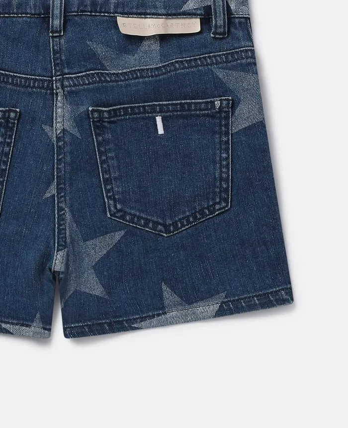 Kids Pants and Shorts Stella McCartney Star Print Denim Shorts Blue
