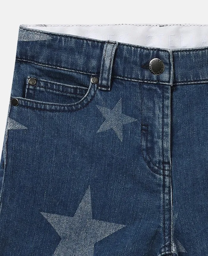 Kids Pants and Shorts Stella McCartney Star Print Denim Shorts Blue