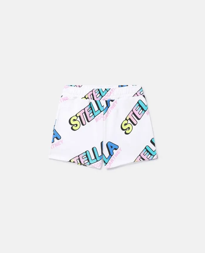 Kids Pants and Shorts Stella McCartney STELLA Logo Cropped Hoodie White Multicolour Kids Pants and Shorts Stella McCartney STELLA Logo Cropped Hoodie White Multicolour