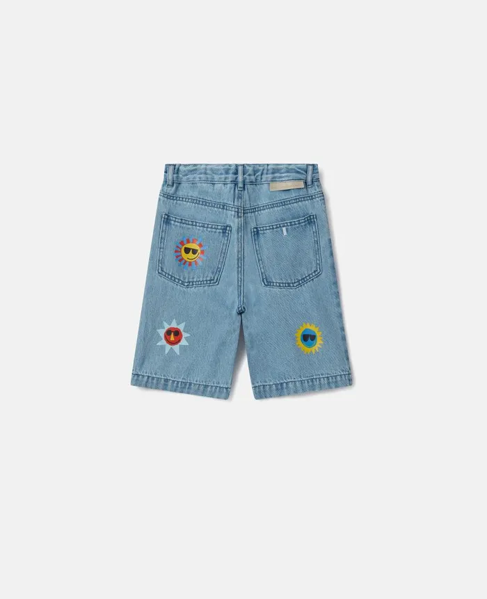 Kids Pants and Shorts Stella McCartney Sunshine Print Denim Shorts Blue