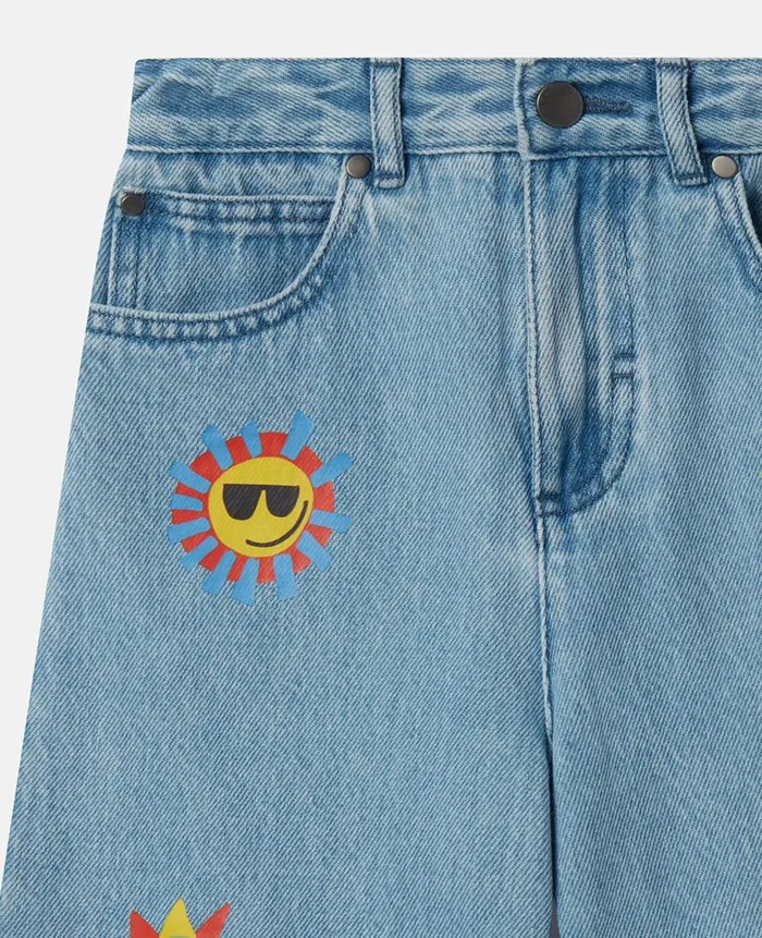 Kids Pants and Shorts Stella McCartney Sunshine Print Denim Shorts Blue