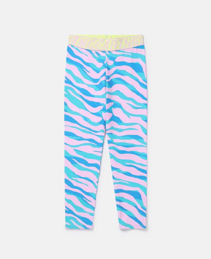 Kids Pants and Shorts Stella McCartney Zebra Print Leggings Blue Multicolour
