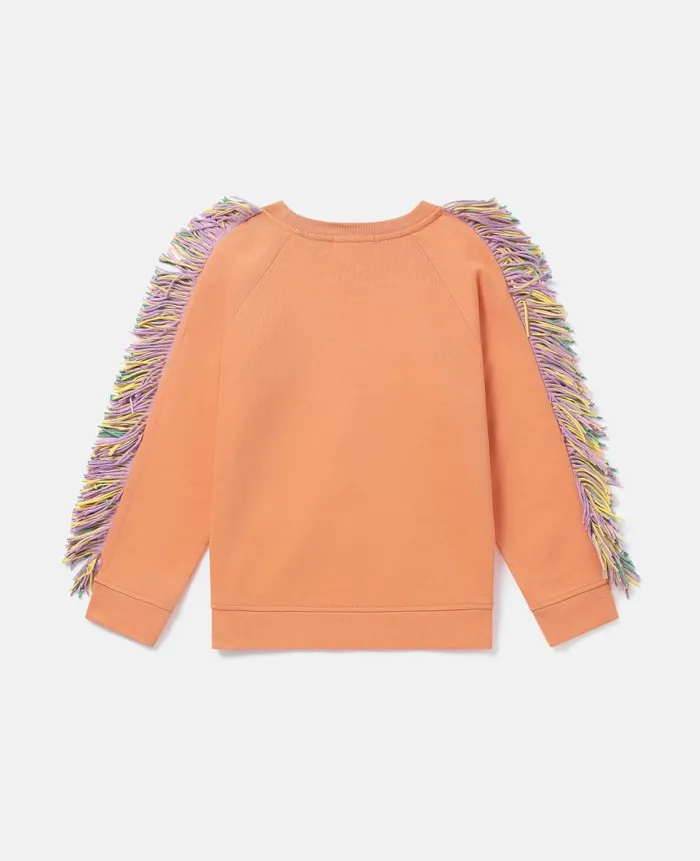 Kids Sweaters and Cardigans Stella McCartney Fringed Star Sweatshirt Orange