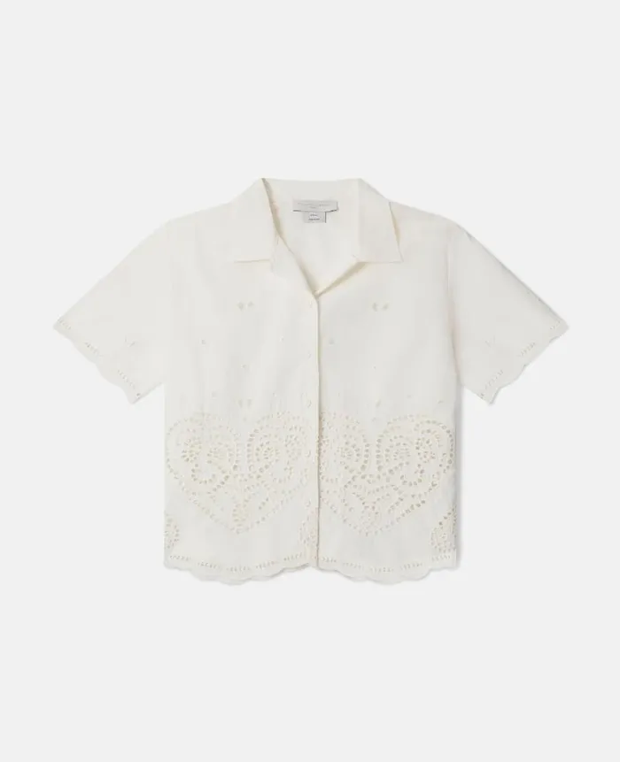 Kids TShirts And Tops Stella McCartney Embroidery Anglaise Cotton Shirt White Kids TShirts And Tops Stella McCartney Embroidery Anglaise Cotton Shirt White