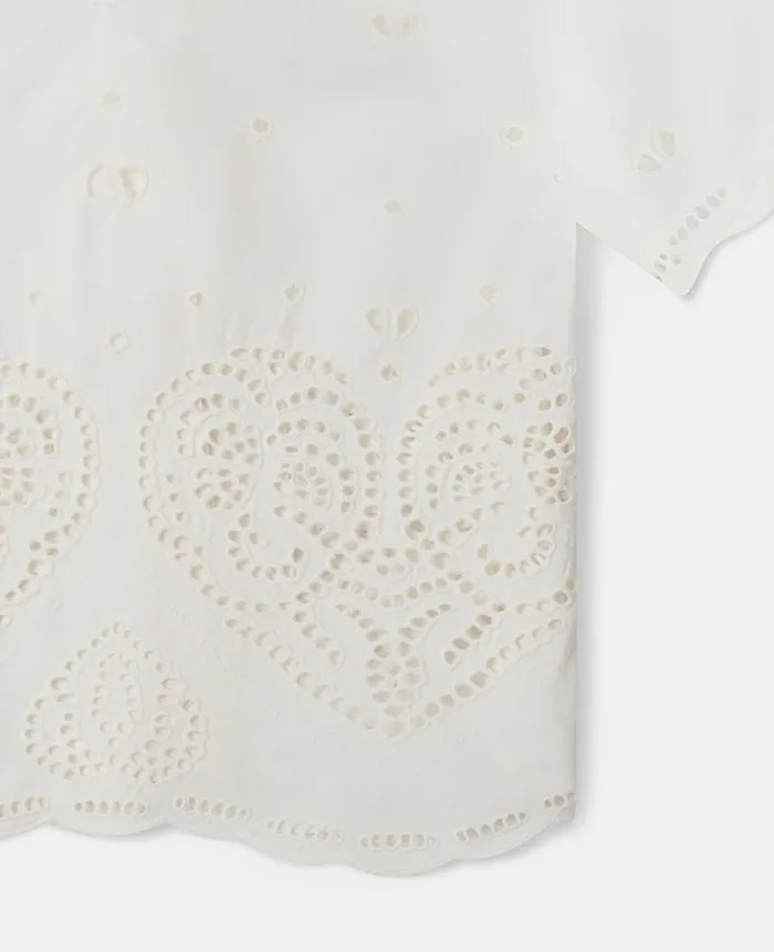 Kids TShirts And Tops Stella McCartney Embroidery Anglaise Cotton Shirt White