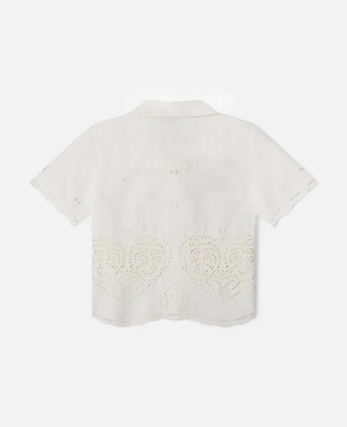 Kids TShirts And Tops Stella McCartney Embroidery Anglaise Cotton Shirt White