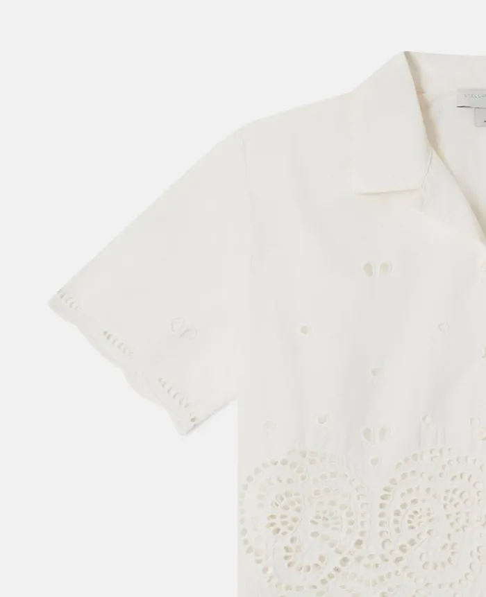 Kids TShirts And Tops Stella McCartney Embroidery Anglaise Cotton Shirt White