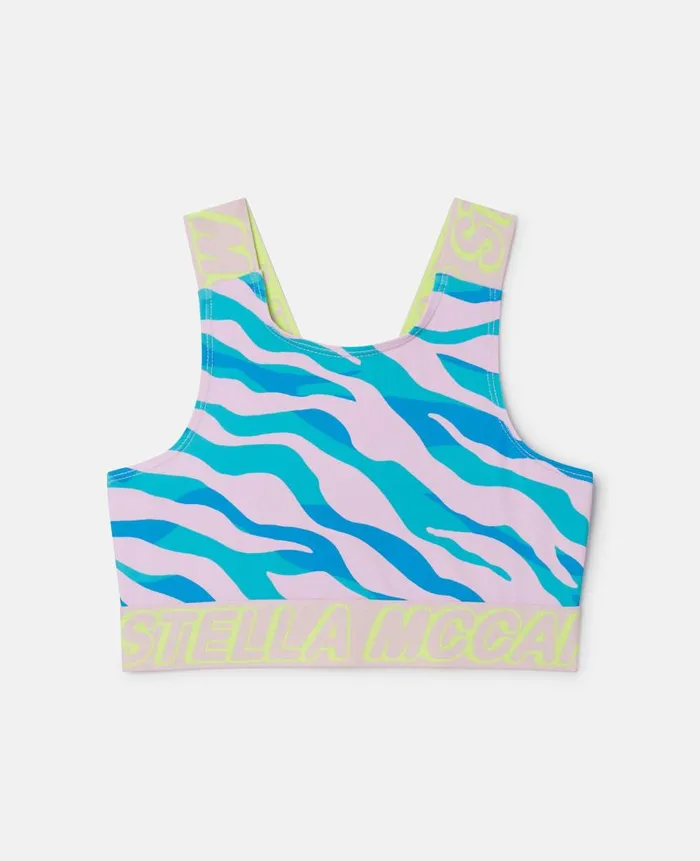 Kids TShirts And Tops Stella McCartney Zebra Print Crop Top Blue Multicolour