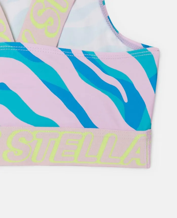 Kids TShirts And Tops Stella McCartney Zebra Print Crop Top Blue Multicolour