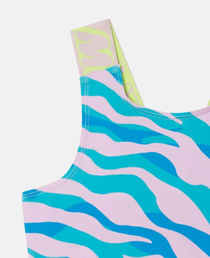 Kids TShirts And Tops Stella McCartney Zebra Print Crop Top Blue Multicolour