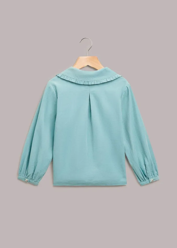 Kids Tops Whistles Blue Babycord Collar Top