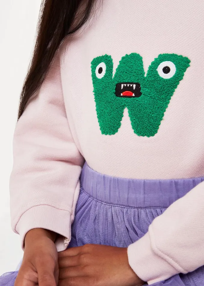 Kids Tops Whistles Pink Monster Sweatshirt