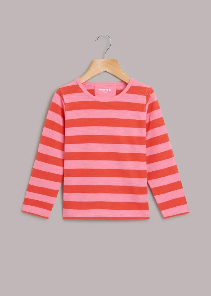 Kids Tops Whistles Pink Stripe Long Sleeve Tee