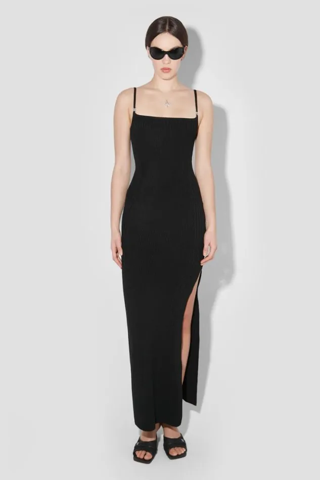 Knitted Seamless Maxi Dress With Slit Black Women MISBHV Dresses