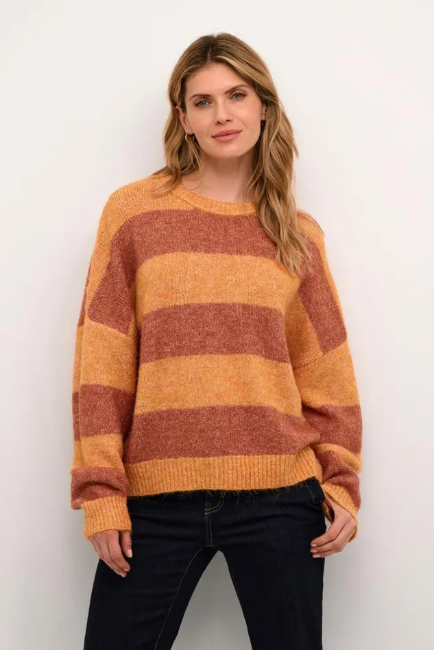 Knitwear and Cardigans Women CULTURE CUkimmy Pullover Orangespice Melange Stripe Knitwear and Cardigans Women CULTURE CUkimmy Pullover Orangespice Melange Stripe