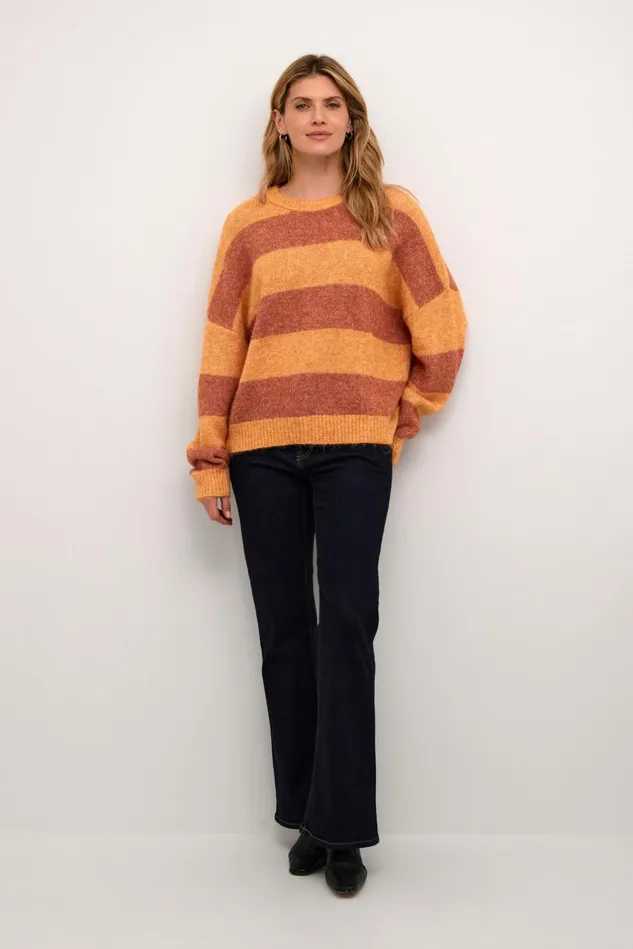 Knitwear and Cardigans Women CULTURE CUkimmy Pullover Orangespice Melange Stripe