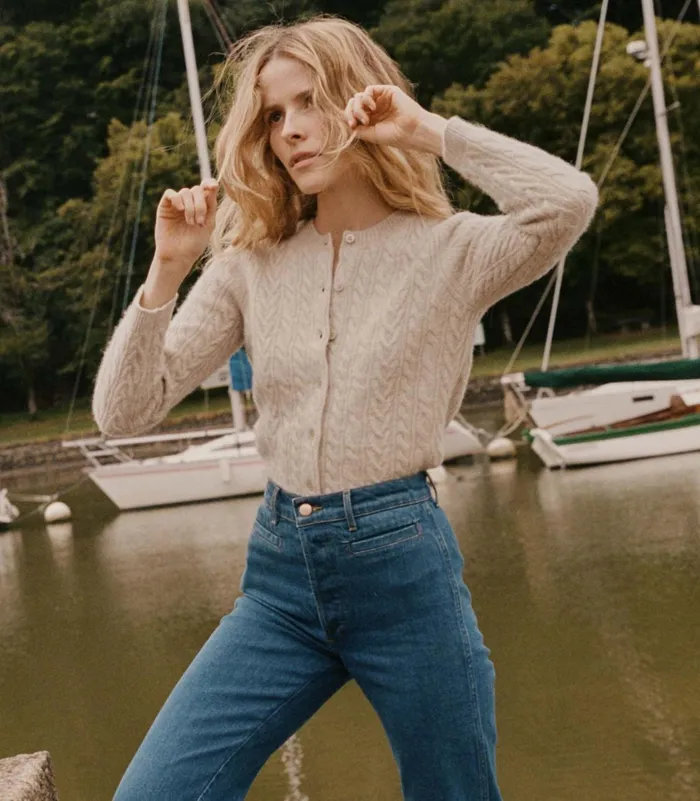 Knitwear Women DEN Dana Cable Cashmere Cardigan Cottage