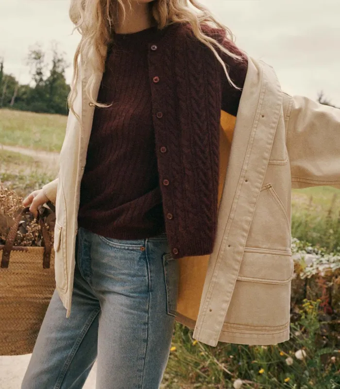 Knitwear Women DEN Dana Cable Cashmere Cardigan Dark Garnet Knitwear Women DEN Dana Cable Cashmere Cardigan Dark Garnet