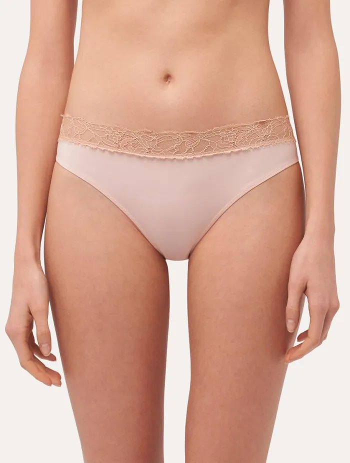 Lace Medium Brief In Powder Pink And Sand Lingerie La Perla Midrise