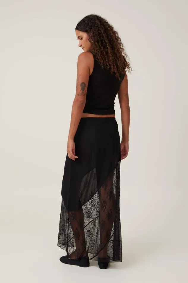 Lace Panel Maxi Skirt Black Women Cotton On Skirts