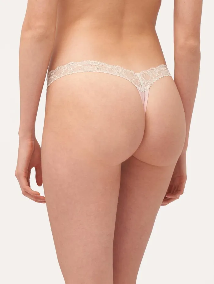 Lace Thong In Rose And Cream Lingerie La Perla G String and Thong