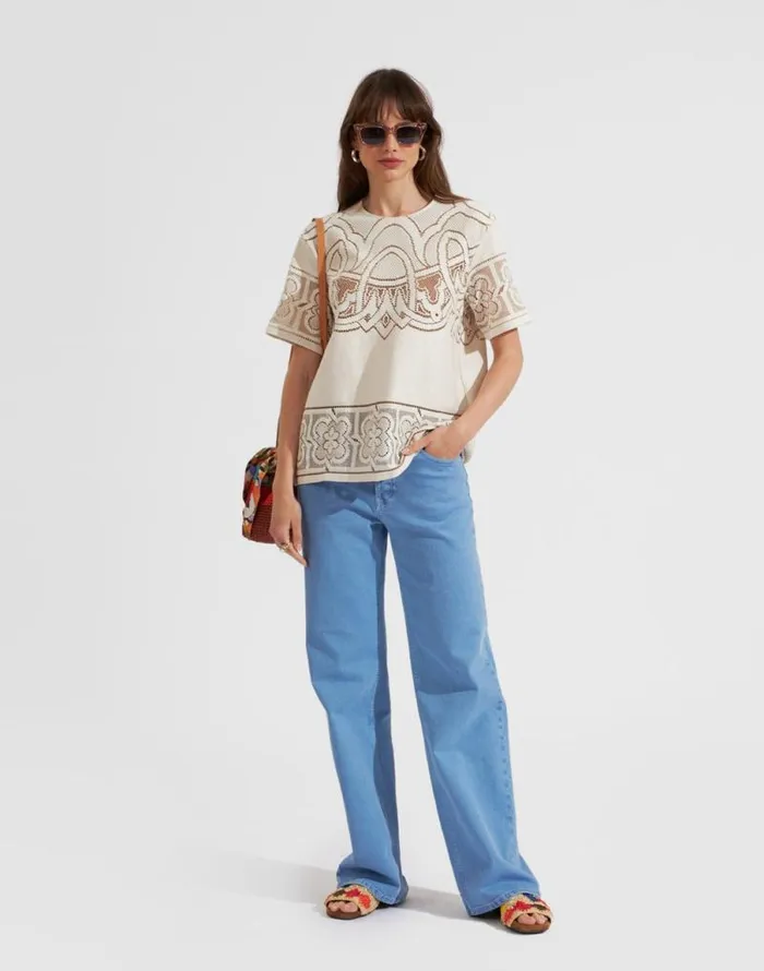Lacey House TShirt Solid White Smoke Women La Double J Shirts and Tops