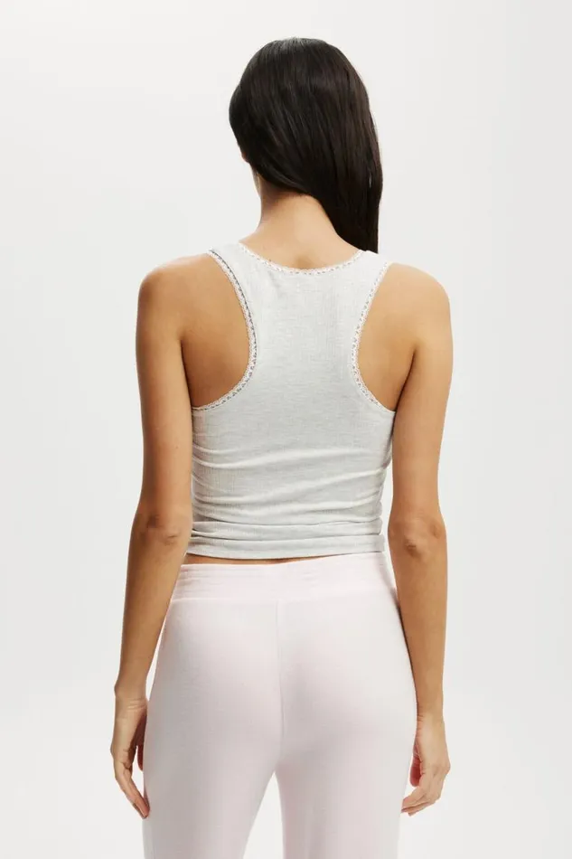 Lacey Racer Back Cami Light Grey Marle Women Cotton On Pajamas Lacey Racer Back Cami Light Grey Marle Women Cotton On Pajamas